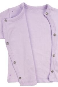 Kız Bebek Lila Yıldızlı Ayıcık Baskılı Patikli Pijama Takımı 0-3 Ay