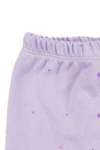 Kız Bebek Lila Yıldızlı Ayıcık Baskılı Patikli Pijama Takımı 0-3 Ay