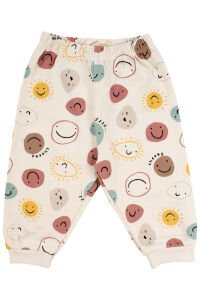 Unisex Bej Renkli Emoji Baskılı Pijama Takımı