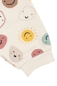 Unisex Bej Renkli Emoji Baskılı Pijama Takımı