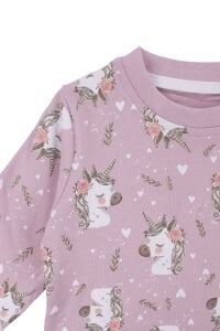Kız Bebek Mor Unicorn Baskılı Pijama Takımı