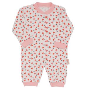 Kız Bebek Somon Kuğu Desenli 3'lü Tulum Set