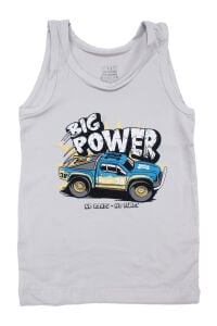 Erkek Çocuk Açık Gri Big Power Araba Baskılı Atlet 2-3 Yaş