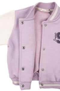 Kız Çocuk Mor Krem 3 İp Kolej Hırka