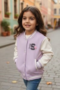 Kız Çocuk Mor Krem 3 İp Kolej Hırka