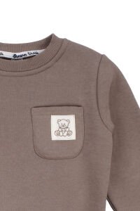 Erkek Çocuk Kahve Cepli Ayı Armalı Üç İp 2'li Takım