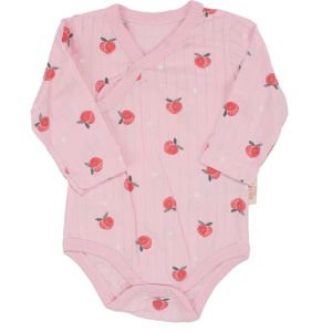 Kız Bebek Pembe Ekru Şeftali Desenli 3'lü Kundak Zıbın Set