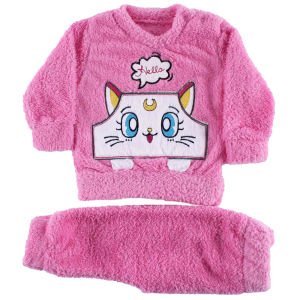 Kız Bebek Pembe Kedili Welsoft 2'li Peluş Takım