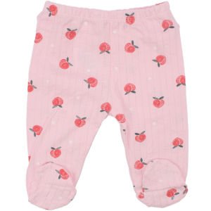 Kız Bebek Pembe Ekru Şeftali Desenli 3'lü Tek Alt Set