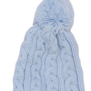 Unisex Mavi Triko Tek Kulaklı İpli Bere 0-1 Yaş