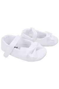 Kız Bebek Beyaz Simli Kurdaleli Çantalı Babet Ayakkabı Set