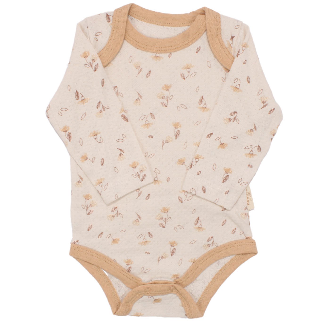 Unisex Kahve Bej Yaprak Desenli 3'lü Zıbın Set - Bebegen.com.tr