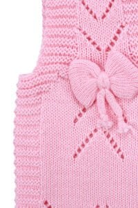 Lüx Pembe Kurdeleli Kız Bebek Triko Yelek