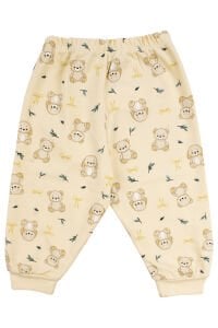 Unisex Sarı Ayıcık Tavşan Baskılı Çıtçıtlı Pijama Takımı