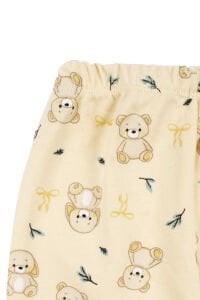 Unisex Sarı Ayıcık Tavşan Baskılı Çıtçıtlı Pijama Takımı