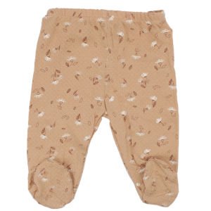 Unisex Kahve Bej Yaprak Desenli 3'lü Tek Alt Set