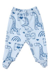 Erkek Bebek Mavi Fil Nakışlı Pijama Takımı 0-3 Ay