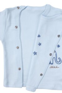 Erkek Bebek Mavi Fil Nakışlı Pijama Takımı 0-3 Ay