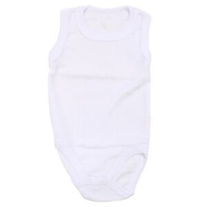 Unisex Beyaz Raporlu Kısa Kol Çıtçıtlı Body Zıbın