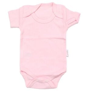 Unisex Pembe Raporlu Kısa Kol Çıtçıtlı Body Zıbın