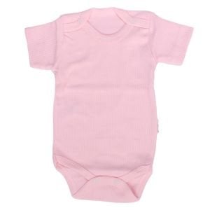 Unisex Pembe Raporlu Kısa Kol Çıtçıtlı Body Zıbın