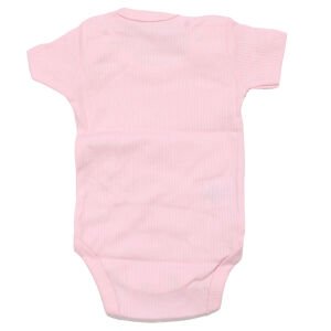 Unisex Pembe Raporlu Kısa Kol Çıtçıtlı Body Zıbın