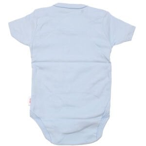 Unisex Mavi Raporlu Kısa Kol Çıtçıtlı Body Zıbın