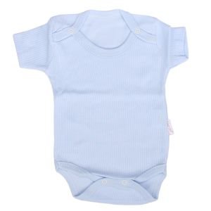 Unisex Mavi Raporlu Kısa Kol Çıtçıtlı Body Zıbın