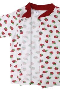 Kız Çocuk Ekru Kırmızı Çilek Baskılı Çıtçıtlı Pijama Takımı