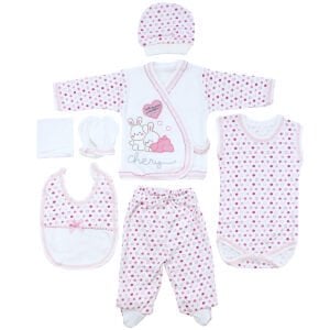 Chery Pembe 7 li Kız Bebek Hastane Çıkış Seti