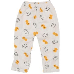 Unisex Ekru Sarı Ördekli Çıtçıtlı Pijama Takımı