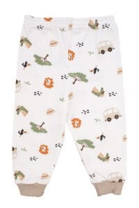 Erkek Bebek Ekru Otobüslü Hayvanlı Çıtçıtlı Pijama Takımı