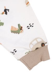 Erkek Bebek Ekru Otobüslü Hayvanlı Çıtçıtlı Pijama Takımı