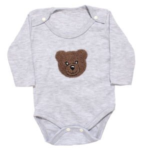 Unisex Gri Ayıcık Baskılı Hırkalı 3'lü Takım