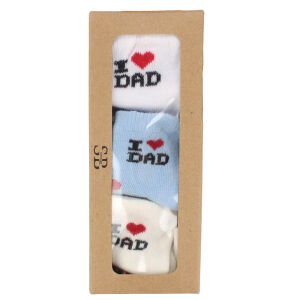 Erkek Bebek Mavi Beyaz Ekru İ Love Dad 6'li Çorap Set 0-6 Ay