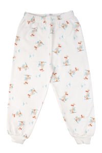 Unisex Ekru Ördek Desenli Çıtçıtlı Pijama Takımı