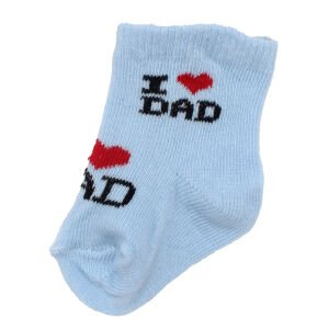 Erkek Bebek Mavi Beyaz Ekru İ Love Dad 6'li Çorap Set 0-6 Ay