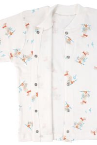 Unisex Ekru Ördek Desenli Çıtçıtlı Pijama Takımı