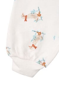 Unisex Ekru Ördek Desenli Çıtçıtlı Pijama Takımı