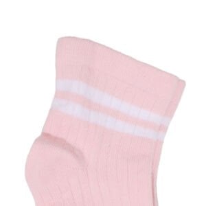 Kız Çocuk Pembe Beyaz Çizgli Çorap