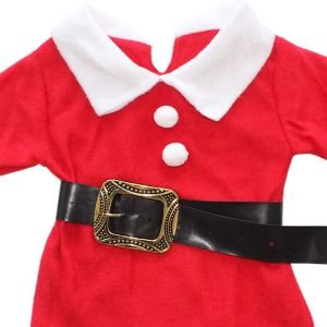 Kız Çocuk Kırmızı Kemerli Şapkalı Noel Elbise