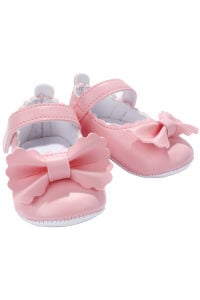 Kız Bebek Pembe Deri Fiyonklu Babet Ayakkabı
