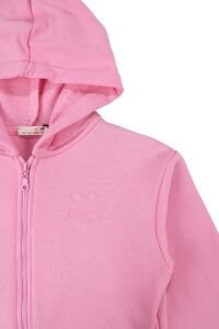 Kız Cocuk Pembe Colorful Kapüşonlu Hırka