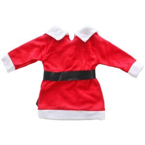 Kız Çocuk Kırmızı Kemerli Şapkalı Noel Elbise
