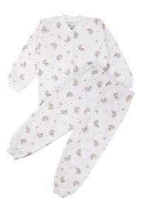 Kız Çocuk Ekru Bej Koala Desenli Çıtçıtlı Pijama Takımı