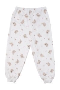 Kız Çocuk Ekru Bej Koala Desenli Çıtçıtlı Pijama Takımı