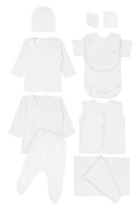 Unisex Ekru Naturel %100 Pamuk 10 Parça Hastane Çıkış Seti