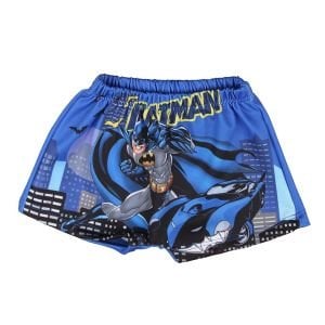 Erkek Çocuk Mavi Batman Baskılı Boneli Şort Mayo