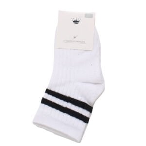 Erkek Çocuk Beyaz Siyah Çizgili Çorap