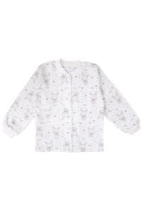 Kız Çocuk Ekru Tavşan Desenli Çıtçıtlı Pijama Takımı